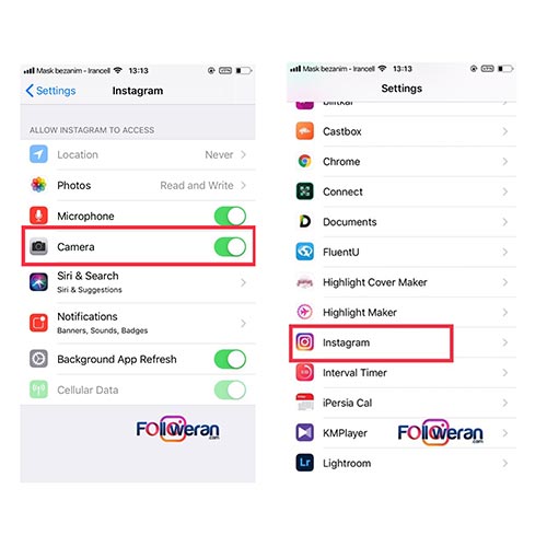 علت باز نشدن دوربین اینستا