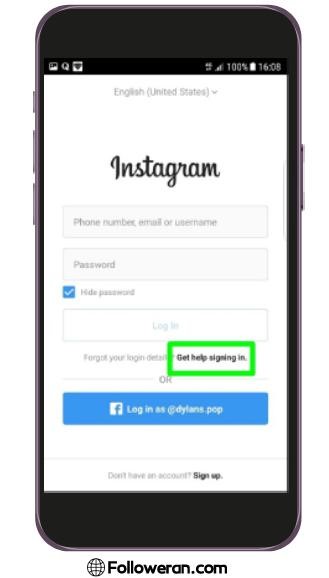 حل مشکل عدم دریافت کد اینستاگرام از طریق Get Help Signing In