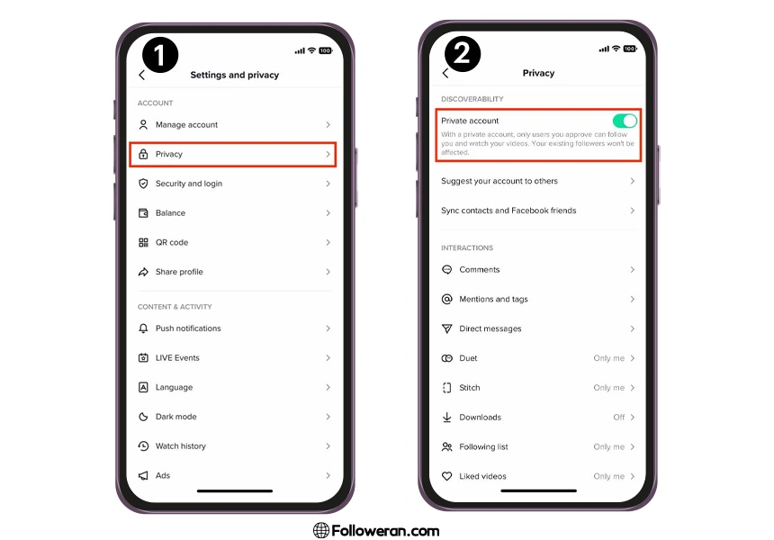 ایجاد حساب کاربری خصوصی در تیک تاک