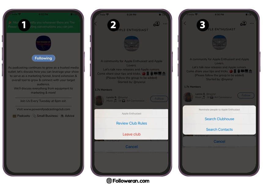 آموزش پیوستن به یک باشگاه یا club در برنامه کلاب هاوس