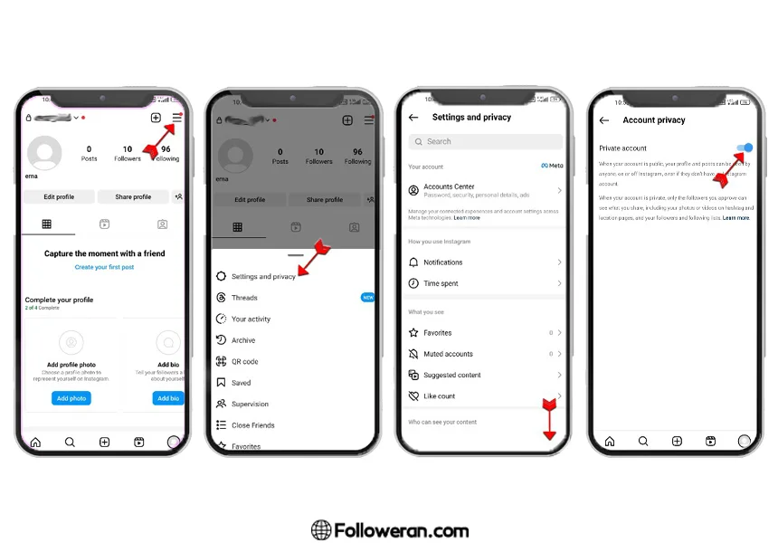 خصوصی کردن پروفایل اینستاگرام