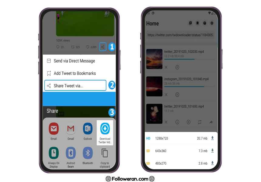 برنامه دانلود فیلم از توییتر در اندروید