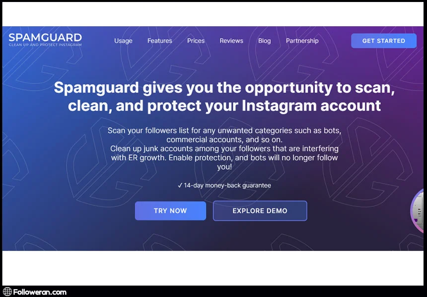 نرم‌افزار حذف دسته جمعی فالوور فیک و روح Spam Guard