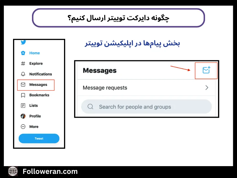 دایرکت توییتر در نسخه وب